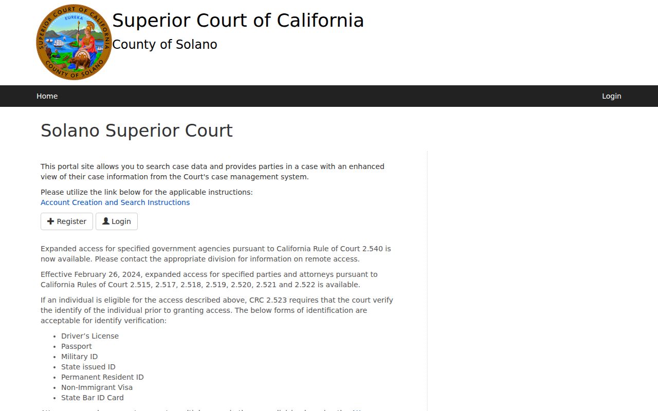 Vacaville people search using the Solano court portal
