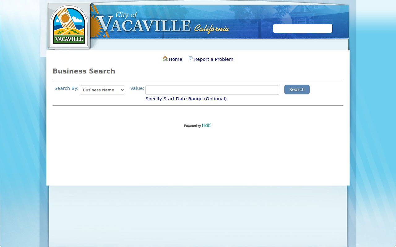 Vacaville people search through the city business license directory